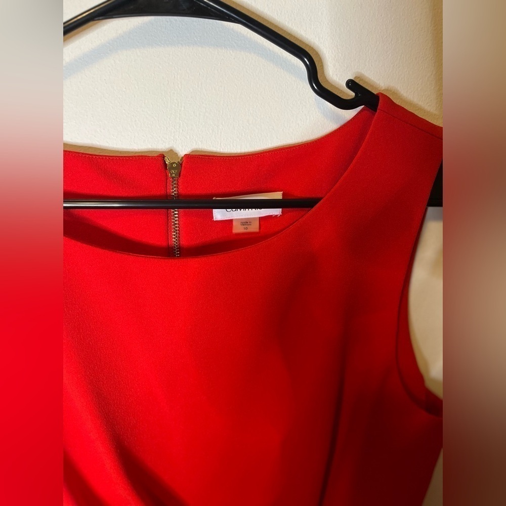 Calvin Klein red ruched dress size 10 - Picture 4 of 5
